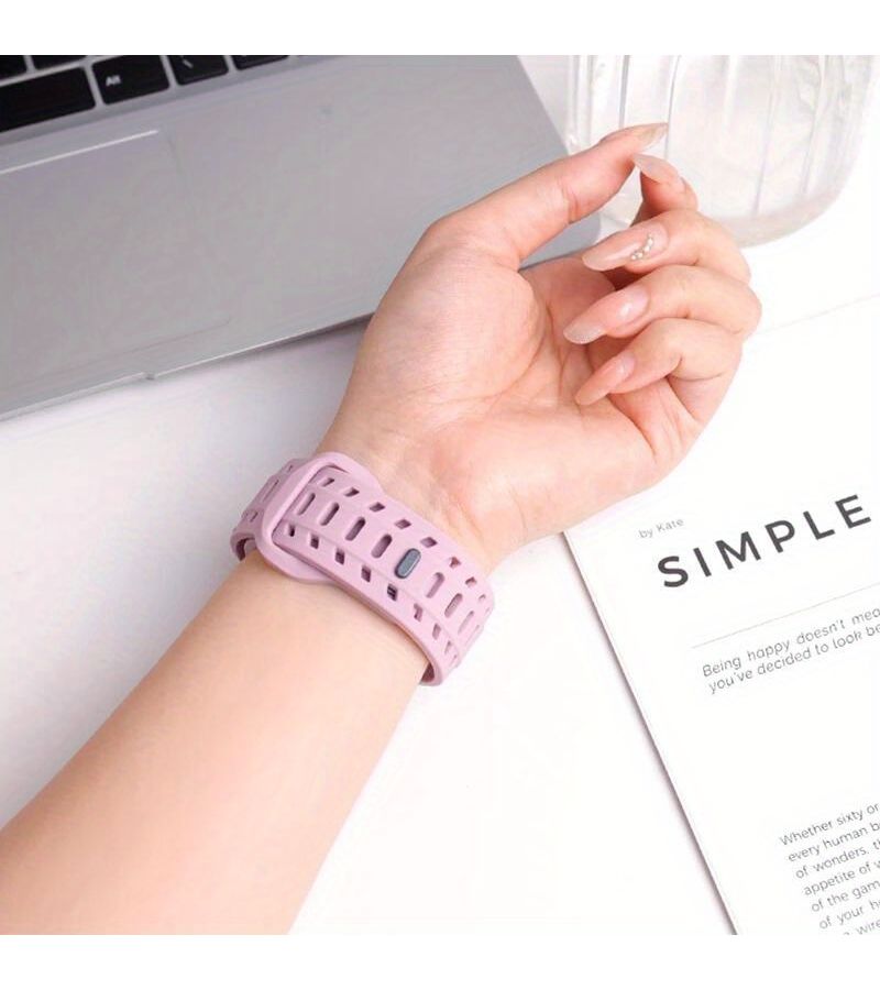 حزام ساعة Apple Watch متوافق مع السلسلة 10 9 8 7 6 5 4 3 SE Ultra بأحجام 38مم 40مم 41مم 42مم 44مم 45مم 46مم 49مم - لون الخزامى - حزام ناعم ومقاوم للعرق ومتين ومريح للنساء والرجال - Image 5