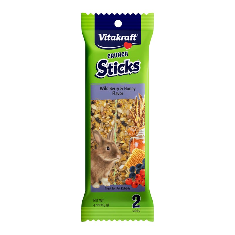 Vitakraft Crunch Sticks Rabbit Treat - Carrot and Honey - Rabbit Chew Sticks (Wild Berry & Honey) - Image 1