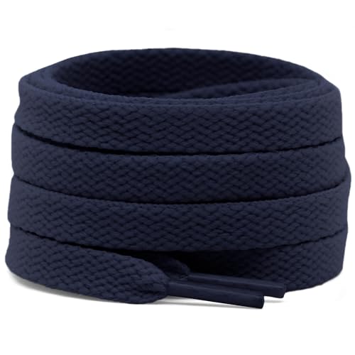 DELELE 2 Pair 39 inch Flat Shoe laces 5/16" Wide Shoelaces for Athletic Running Sneakers Shoes Boot Strings Navy - Image 1