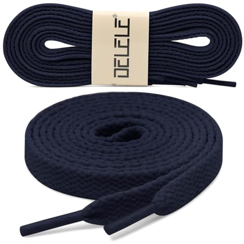 DELELE 2 Pair 39 inch Flat Shoe laces 5/16" Wide Shoelaces for Athletic Running Sneakers Shoes Boot Strings Navy - Image 2