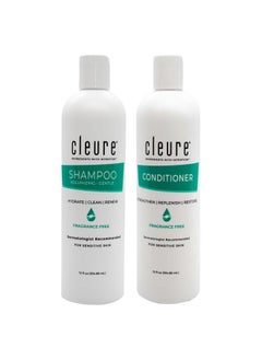 Cleure Shampoo And Conditioner Set Sulfate Free, Fragrance Free For Sensitive Skin - Volumizing Shampoo & Hydrating Conditioner (12 Oz Each, Pack Of 2)  - Image 1