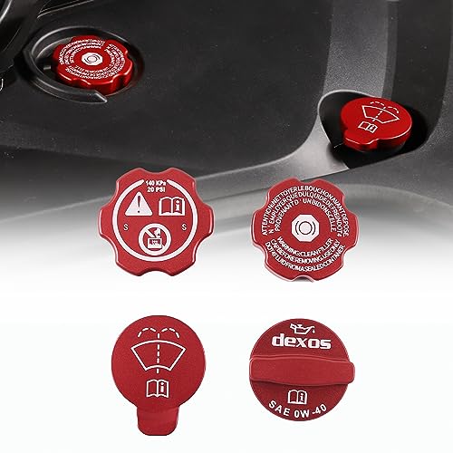 CHEAYAR Aluminium Alloy Engine Oil Cap Radiator Cap Washer Cap Brake Fluid Cap Cover Trim Compatible with Chevrolet Corvette C8 2020-2023, Engine Cap Cover Set C8 Accessories 4PCS (Aluminum - Red) - Image 1