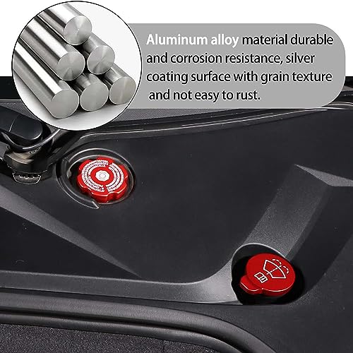 CHEAYAR Aluminium Alloy Engine Oil Cap Radiator Cap Washer Cap Brake Fluid Cap Cover Trim Compatible with Chevrolet Corvette C8 2020-2023, Engine Cap Cover Set C8 Accessories 4PCS (Aluminum - Red) - Image 3
