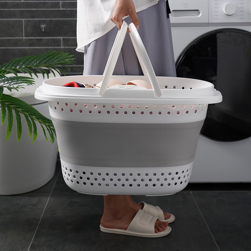 Household Plastic Folding Dirty Clothes Basket Bathroom Wall-Mounted Laundry Basket Toilet Changing Clothes Storage Dirty Clothes - Image 2