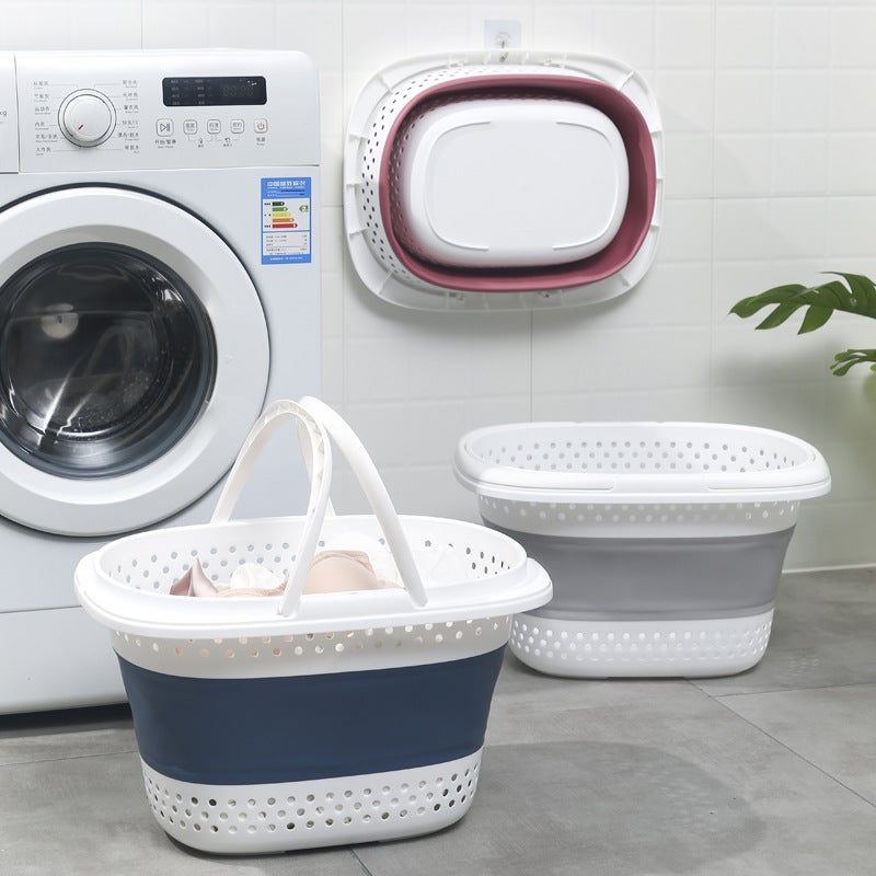 Household Plastic Folding Dirty Clothes Basket Bathroom Wall-Mounted Laundry Basket Toilet Changing Clothes Storage Dirty Clothes - Image 3