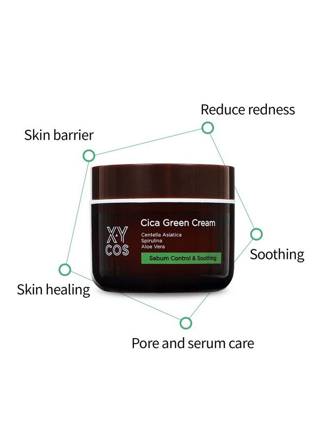XYCOS Cica Green Cream (1.7Oz) ;100% Vegan Eve Vegan Certified Cruelty Free; Great Vegan Cosmetics For Acne And Blemishes And Balances Skin - Image 3