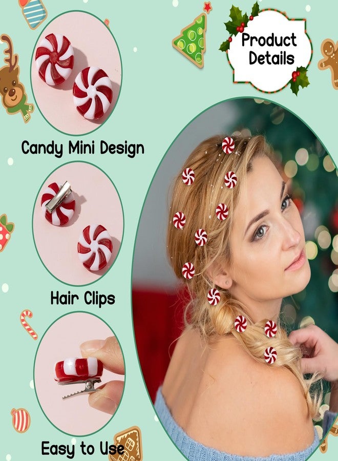 BkeeCten Christmas Candy Hair Clips - 50 Pcs Red and White Peppermint Snap Clips for Women Girls Bulk Holiday Party Favors, Christmas Stocking Filling, Classroom Gifts, DIY Hair Accessories for Xmas - Image 3