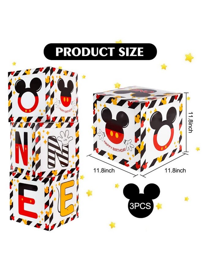 TONIFUL - Mouse 1St Birthday Party Supplies Red Yellow Black Balloon Box With Letters，Mouse Cartoon Theme One Years Old Birthday Party Favors For Kids Baby Shower First Birthday Decoration - Image 1