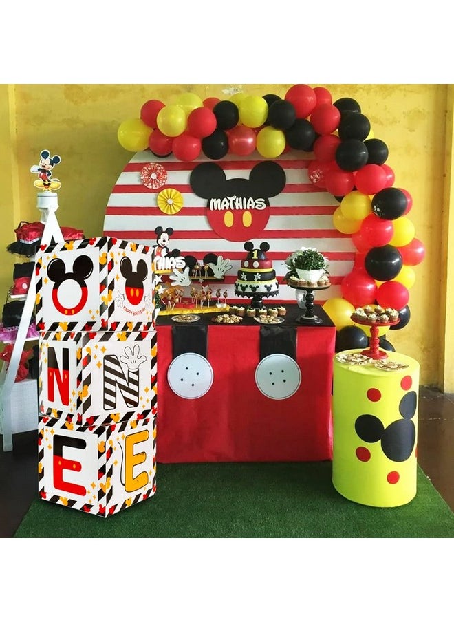 TONIFUL - Mouse 1St Birthday Party Supplies Red Yellow Black Balloon Box With Letters，Mouse Cartoon Theme One Years Old Birthday Party Favors For Kids Baby Shower First Birthday Decoration - Image 1