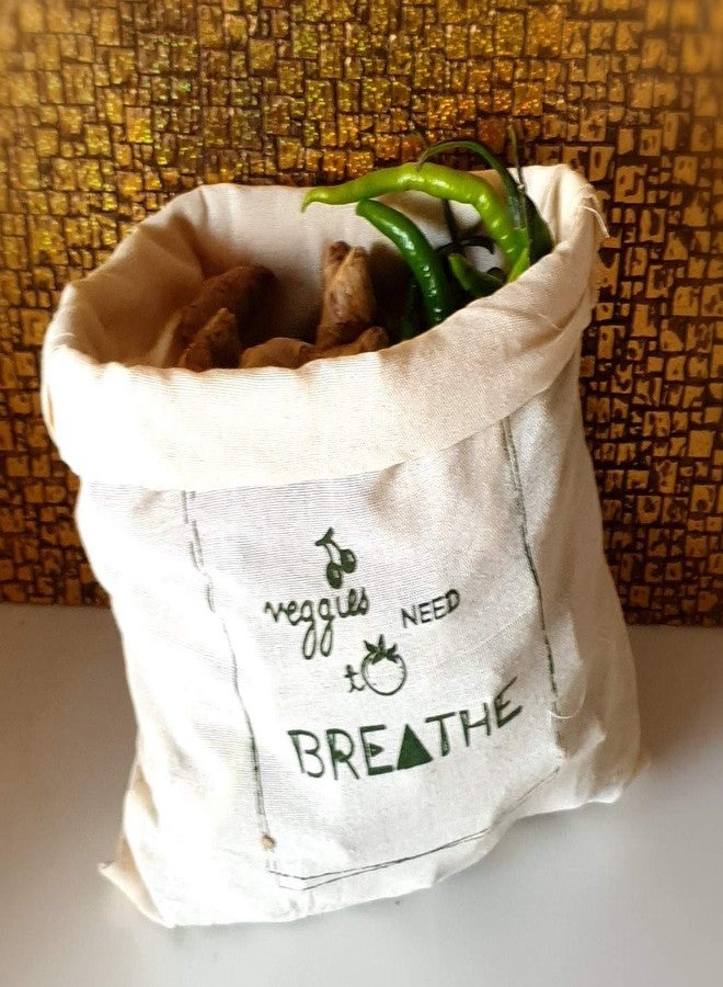 Vissage Pack of 3 Hand Block Printed Fruit & Vegetable Fridge Bags for Storage - Image 3