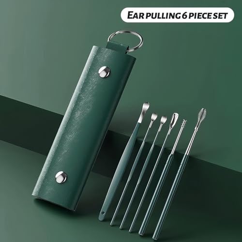 YOMITH Nail Clippers Set, Stainless Steel Portable Nail Cutter Kit with Ear pick Set Leather Pouch for Men, Women (DARK GREEN, 10 Pcs Set) - Image 4