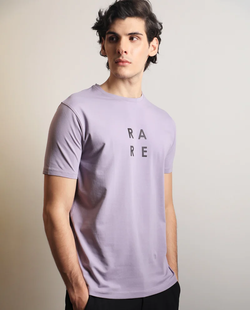 Rare Rabbit Rare Rabbit Mens Lalyy Purple Cotton Lycra Fabric Short Sleeves Slim Fit T-Shirt