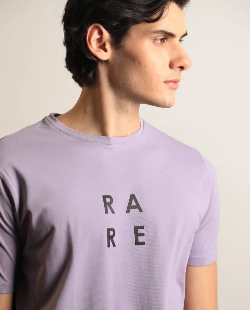 Rare Rabbit Rare Rabbit Mens Lalyy Purple Cotton Lycra Fabric Short Sleeves Slim Fit T-Shirt