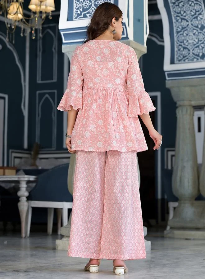 Vishudh All-Over Print Pure Cotton Jacket and Trousers with Inner Top Co-Ords by Styli