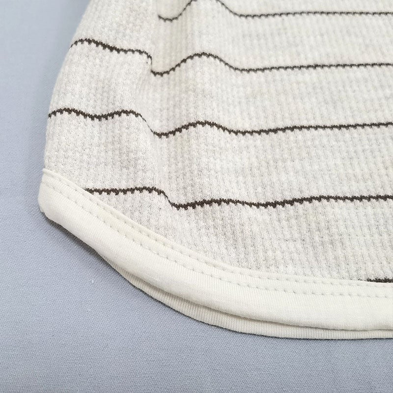 Korean Style Retro Artistic Striped T-shirt for Baby and Toddler Round Neck Spring and Autumn Waffled Cotton Base Shirt - Image 5