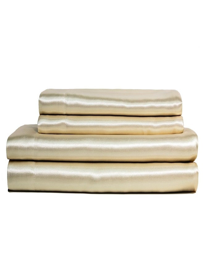 Baltic Linen طقم ملاءات ساتان فاخرة من الكتان البلطيقي كامل اللون العاجي 4 قطع - Image 1