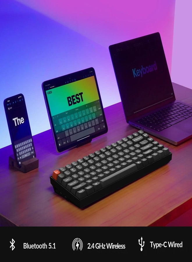 Keychron كيبورد ميكانيكي مخصص Keychron K2 Max QMK/VIA 2.4 GHz وبلوتوث لاسلكي لجهاز ماك/ويندوز/لينكس، تصميم 75% كيبورد بإضاءة خلفية RGB مفتاح أحمر - أسود - Image 4