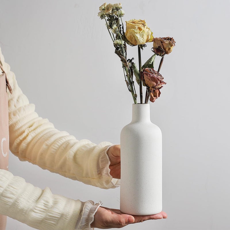 CEMABT مجموعة مزهرية Cemabt White Ceramic - 4 مزهريات صغيرة للزهور مزهريات زهرة فريدة من نوعها للمزهريات المركزية المزهريات الحديثة لمجدول ديكور المنزل رف الكتب (أبيض) - Image 5