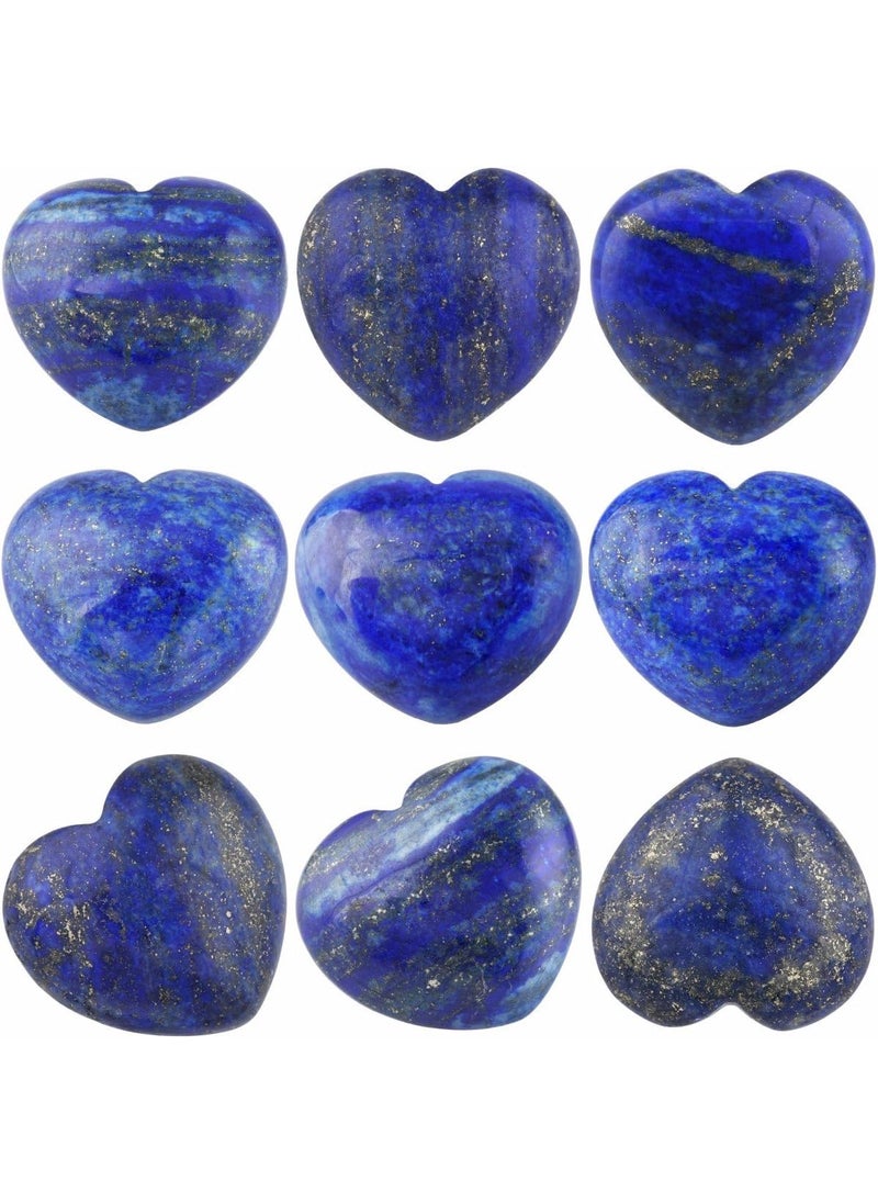 SUNYIK SUNYIK Lapis Lazuli Carved Puff Heart Pocket Stone,Healing Palm Crystal Pack of 10(0.8") 