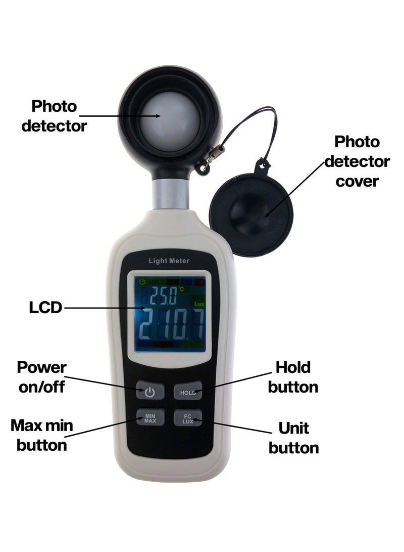 King Mariot Mini Thermo-Light Meter with Calibration Certificate | Light and Temperature Measurement | Color LCD Display - Image 2