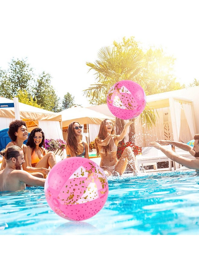 FuturePlusX 2Pcs Glitter Beach Balls, 16 Inch Inflatable Beach Balls Confetti Sparkling Balls For Kids Toddlers Sand Toys Summer Pool Party Favors - Image 2