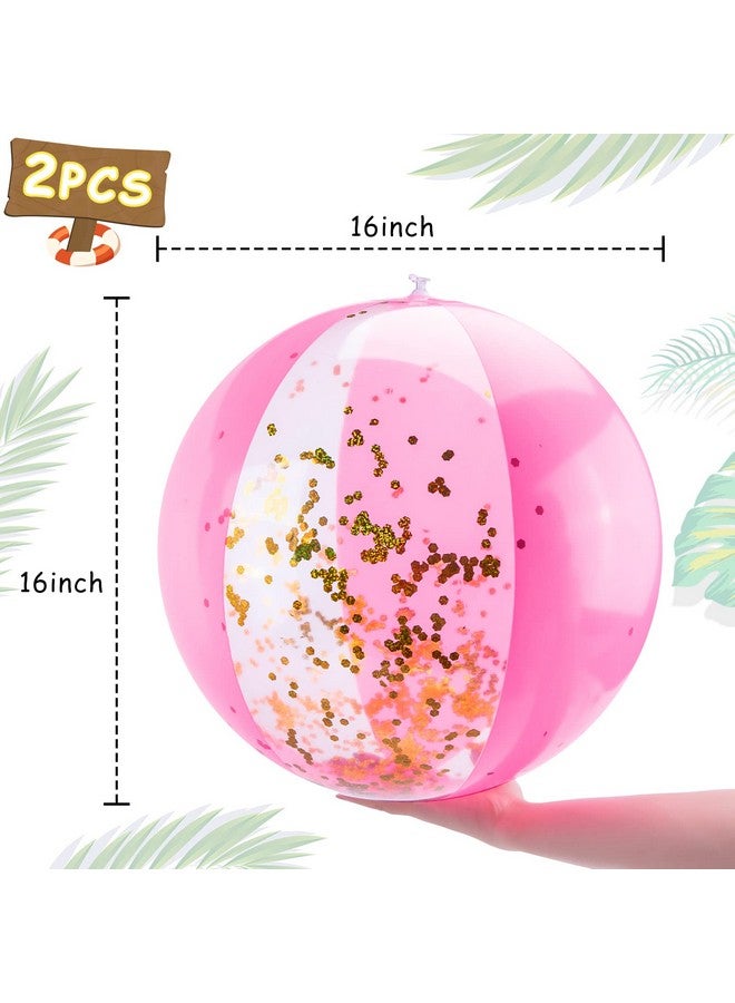 FuturePlusX 2Pcs Glitter Beach Balls, 16 Inch Inflatable Beach Balls Confetti Sparkling Balls For Kids Toddlers Sand Toys Summer Pool Party Favors - Image 4