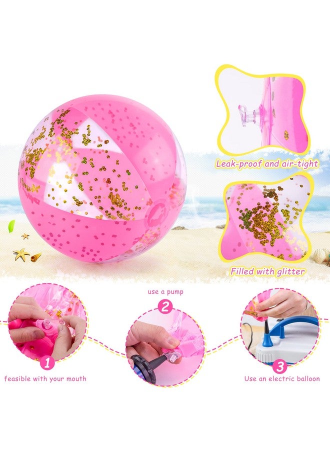 FuturePlusX 2Pcs Glitter Beach Balls, 16 Inch Inflatable Beach Balls Confetti Sparkling Balls For Kids Toddlers Sand Toys Summer Pool Party Favors - Image 3