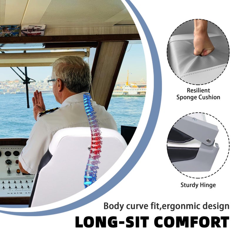 Vancus High Back Boat Seats 2 Pack Clearance - Folding Premium Bass/Jon/Pontoon Boat Chairs, Swivel Fishing Boat Seat - Image 3