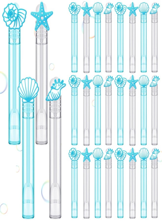 PullCrease 32 Pcs Coastal Mini Bubble Wands Assortment Blue and White Sea Theme with Starfish Shells Conch for Coastal Beach Pool Party Favors, Summer Birthday Party Supplies, Goodie Bag Stuffers Gift - Image 1