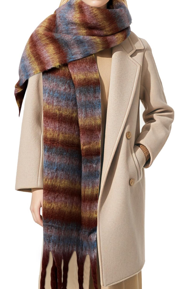 coclothy Women's Winter Scarfs, Mohair Vintage Scarf for Cold Weather, Large Chunky Scarf Cashmere Feel Blanket Pashmina Wrap - Image 1