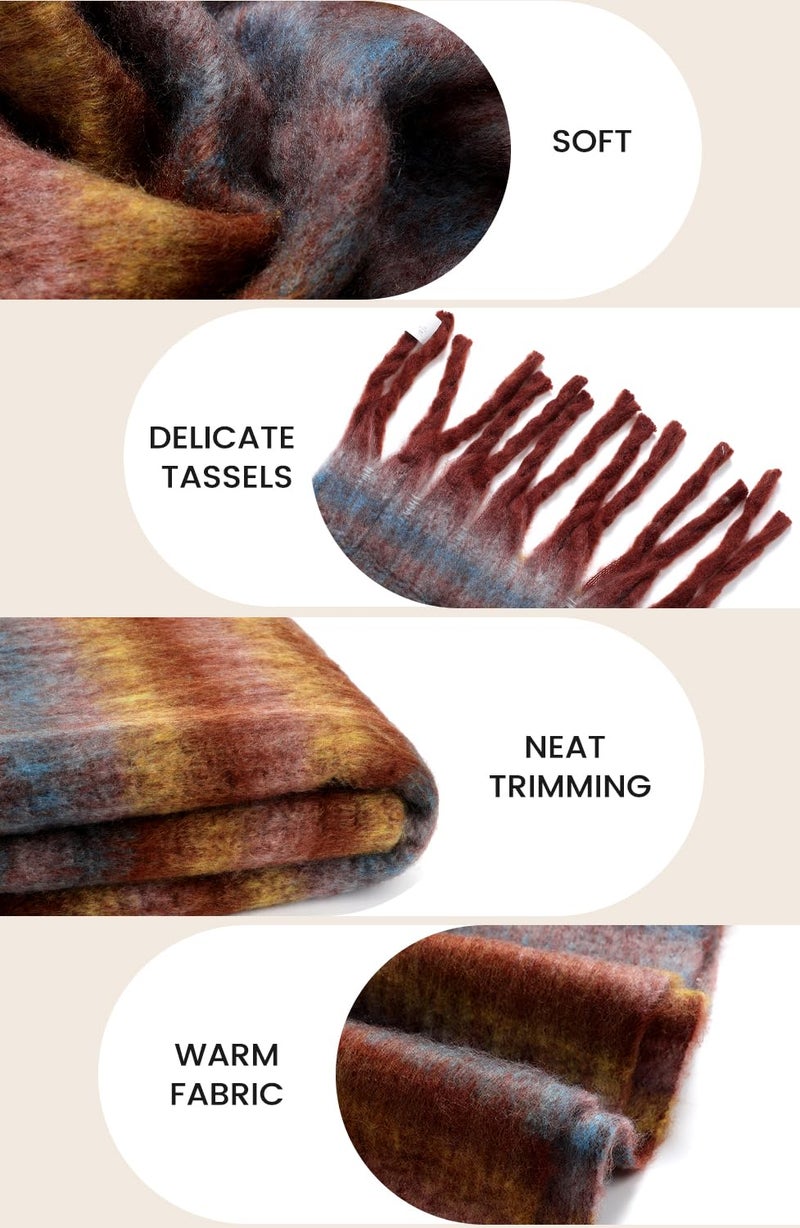 coclothy Women's Winter Scarfs, Mohair Vintage Scarf for Cold Weather, Large Chunky Scarf Cashmere Feel Blanket Pashmina Wrap - Image 3