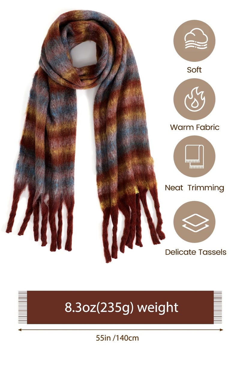 coclothy Women's Winter Scarfs, Mohair Vintage Scarf for Cold Weather, Large Chunky Scarf Cashmere Feel Blanket Pashmina Wrap - Image 4