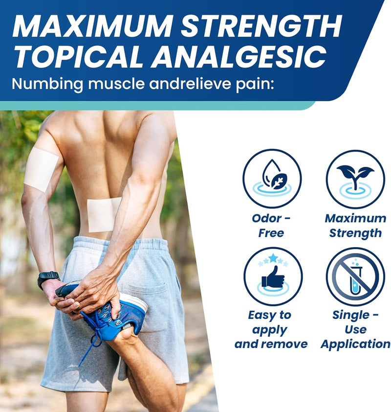 Sumifun 4 Lidocaine PatchesMaximum Strength Pain Relieving Patch Back Shoulder Joints Knee Pain Relief and Muscle Soreness  8 Hour Pain Relief 31 CountPack of 1 - Image 3