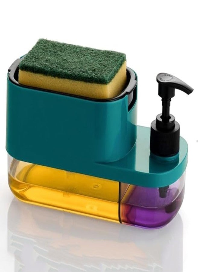 SWAURSAHA 3 in 1 Hand Wash & Dish Soap Liquid Pump Dispenser Sponge Holder for Sink Countertop Kitchen Bathroom - Multi-Color - Image 1