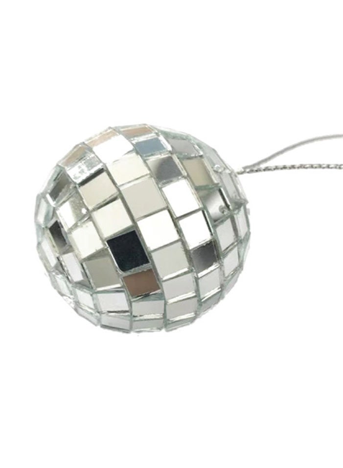 اعاره 12 قطعة من الكرات الفضية المزخرفة، كرات ديسكو، كرات مرآة مع حبال لتزيين الحفلات وأعياد الميلاد وحفلات الزفاف والتجمعات العائلية - Image 3