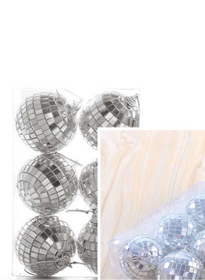 اعاره 12 قطعة من الكرات الفضية المزخرفة، كرات ديسكو، كرات مرآة مع حبال لتزيين الحفلات وأعياد الميلاد وحفلات الزفاف والتجمعات العائلية - Image 5