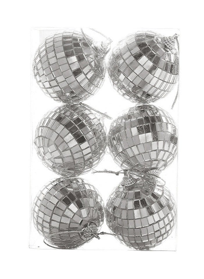 اعاره 12 قطعة من الكرات الفضية المزخرفة، كرات ديسكو، كرات مرآة مع حبال لتزيين الحفلات وأعياد الميلاد وحفلات الزفاف والتجمعات العائلية - Image 4