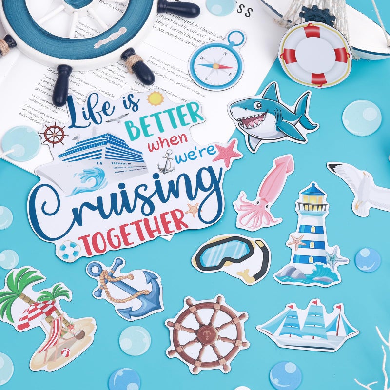 BAPHILE Cruise Door Decorations Magnetic, 25 Pcs Large Sea Nautical Cruise Ship Magnets Summer Beach Ship Decoration Magnetic Refrigerator Stickers for Cabin Door Car Funny Carnival Party Supplies - Image 5