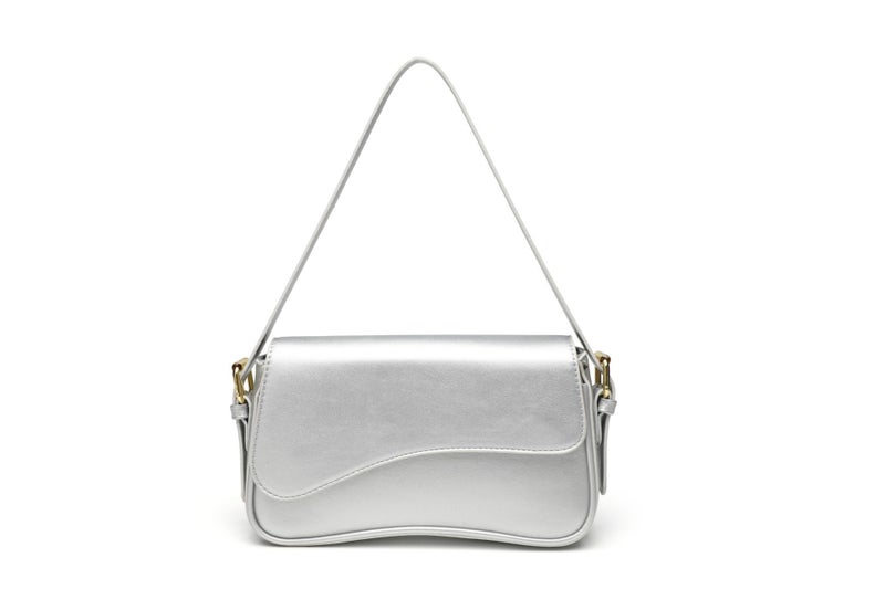 Fashionable And Simple Flip-Top Magnetic Buckle Shoulder Bag For Work And Commuting Women'S Bag Underarm Diagonal Portable Solid Color Arc Small Square - Image 1