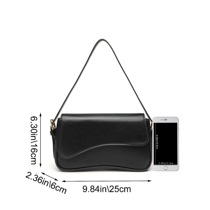 Fashionable And Simple Flip-Top Magnetic Buckle Shoulder Bag For Work And Commuting Women'S Bag Underarm Diagonal Portable Solid Color Arc Small Square - Image 4