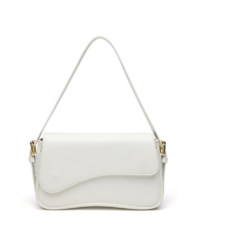 Fashionable And Simple Flip-Top Magnetic Buckle Shoulder Bag For Work And Commuting Women'S Bag Underarm Diagonal Portable Solid Color Arc Small Square - Image 3