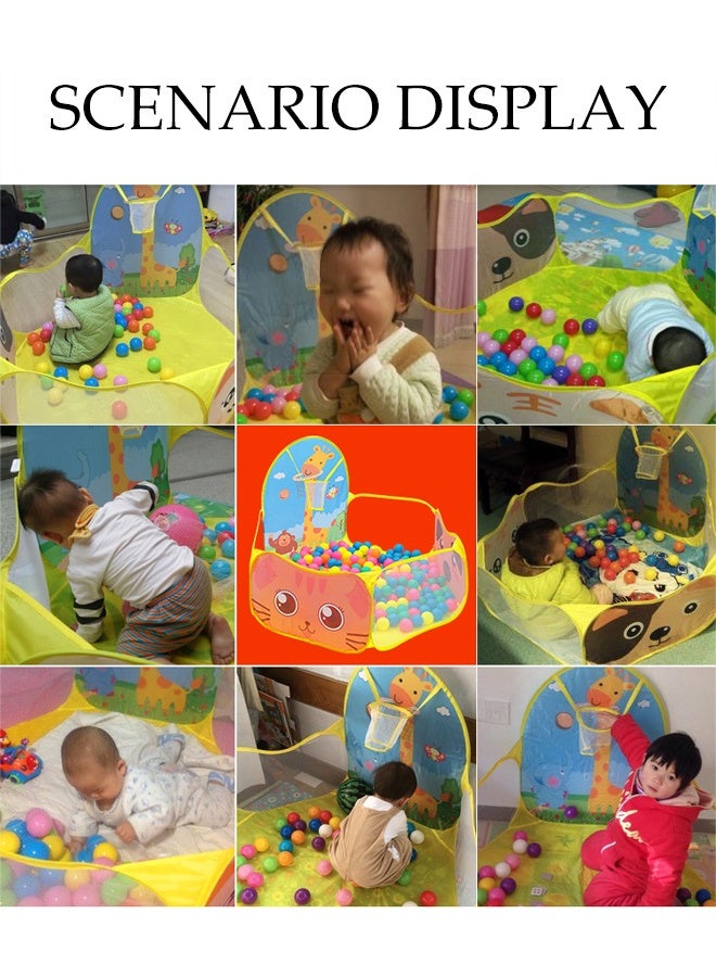 DUNISO Children's Ocean Ball Pool Fence Tent，Foldable Play Pool，Cartoon Shooting Ocean Ball Pool Game House,Sturdy and Durable，Suitable for Children Aged 1-7 Years Old - Image 5