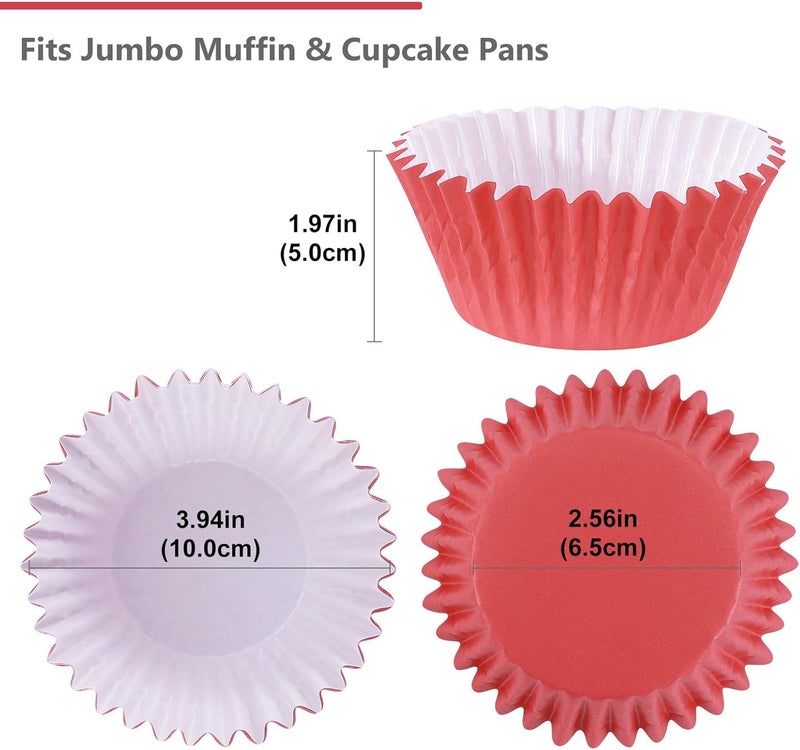 Caperci Heavy Duty Multicolor Jumbo Cupcake Muffin Liners for Baking - 100pcs Large Grease-Resistant Paper Baking Cups, No Muffin Pan Needed, Odorless, Easily Peels (Bright Assorted Colors) - Image 5
