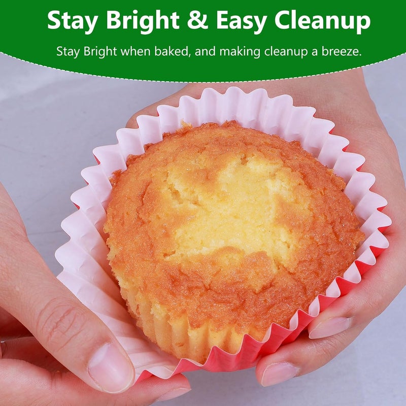 Caperci Heavy Duty Multicolor Jumbo Cupcake Muffin Liners for Baking - 100pcs Large Grease-Resistant Paper Baking Cups, No Muffin Pan Needed, Odorless, Easily Peels (Bright Assorted Colors) - Image 2