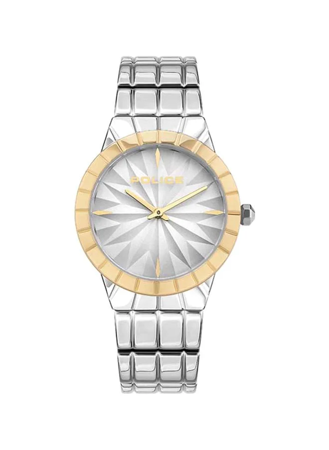 بوليس Police Shirowa Women's Analog Quartz Watch with Silver Dial and Silver Stainless Steel Bracelet