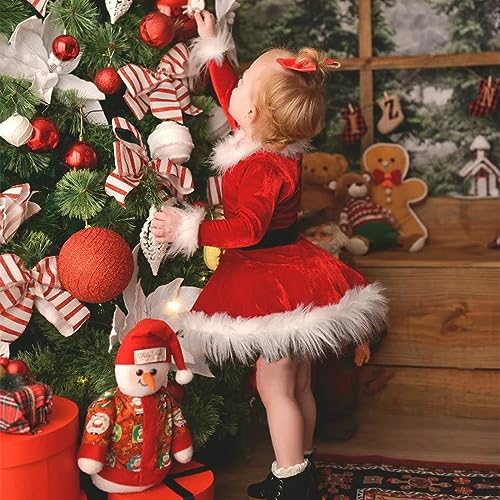 BemeyourBBs Toddler Baby Girl Christmas Dress Santa Claus Dress Princess Dress Cute Christmas Outfit (12-18 Months, Red Romper Dress B) - Image 2