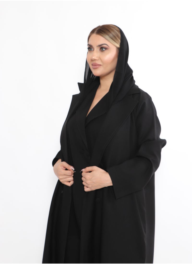 MyesuQ Abaya Jacket of 3pc Shirt and Bentaloon in Black Color  - Image 5