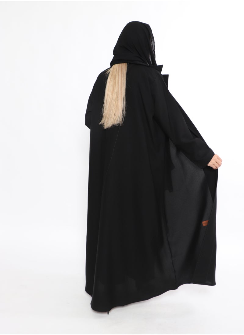 MyesuQ Abaya Jacket of 3pc Shirt and Bentaloon in Black Color  - Image 2