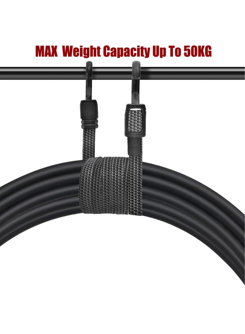Captaintech Bungee Cords with Hooks 2M set of 4 Long Straps Heavy Duty Elastic Rope Metal Hook Extra Strong Flat for Bike Motorcycle Car Caravan Trunks Camping RVs Luggage Roof Racks - Image 2