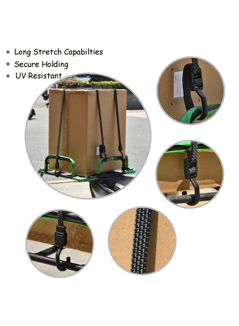 Captaintech Bungee Cords with Hooks 2M set of 4 Long Straps Heavy Duty Elastic Rope Metal Hook Extra Strong Flat for Bike Motorcycle Car Caravan Trunks Camping RVs Luggage Roof Racks - Image 3